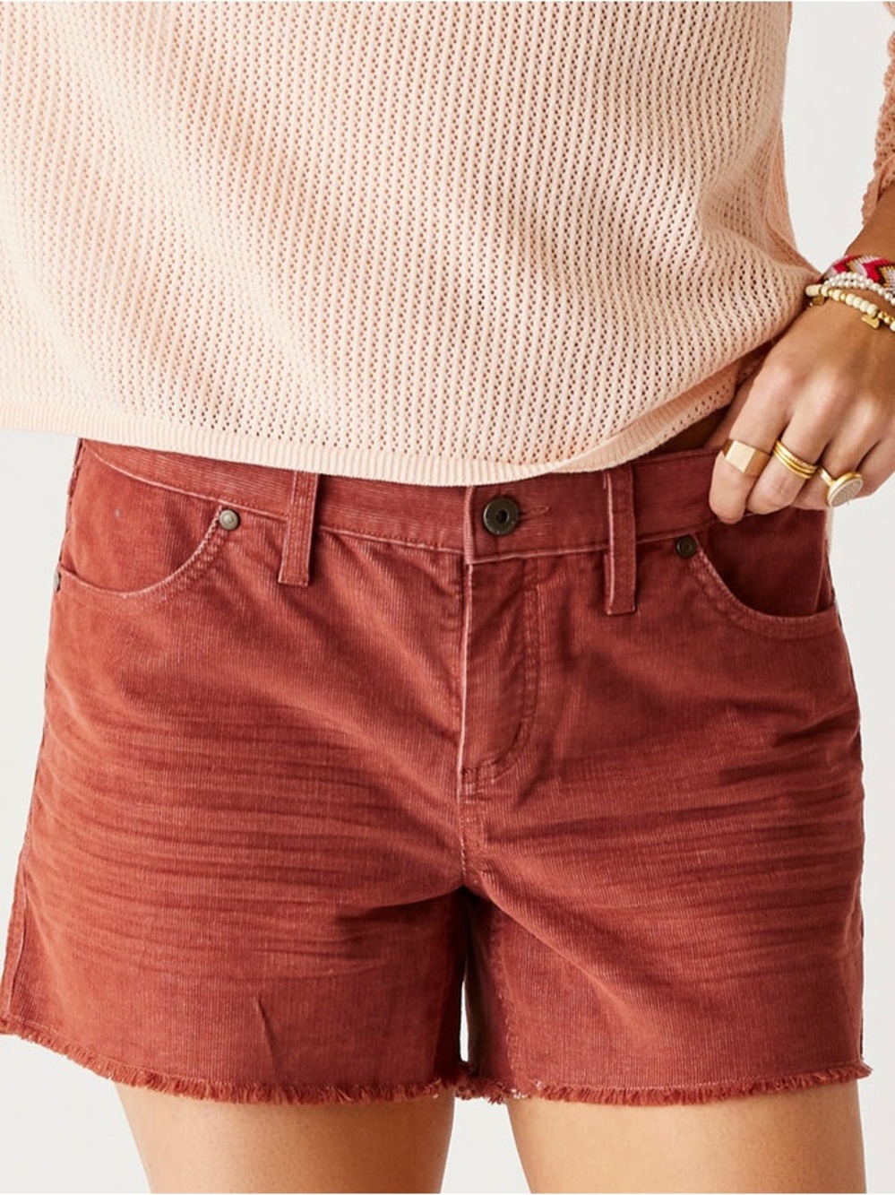 Carve Designs Women's Dark Coral Corduroy Oahu Organic Cotton Shorts 16